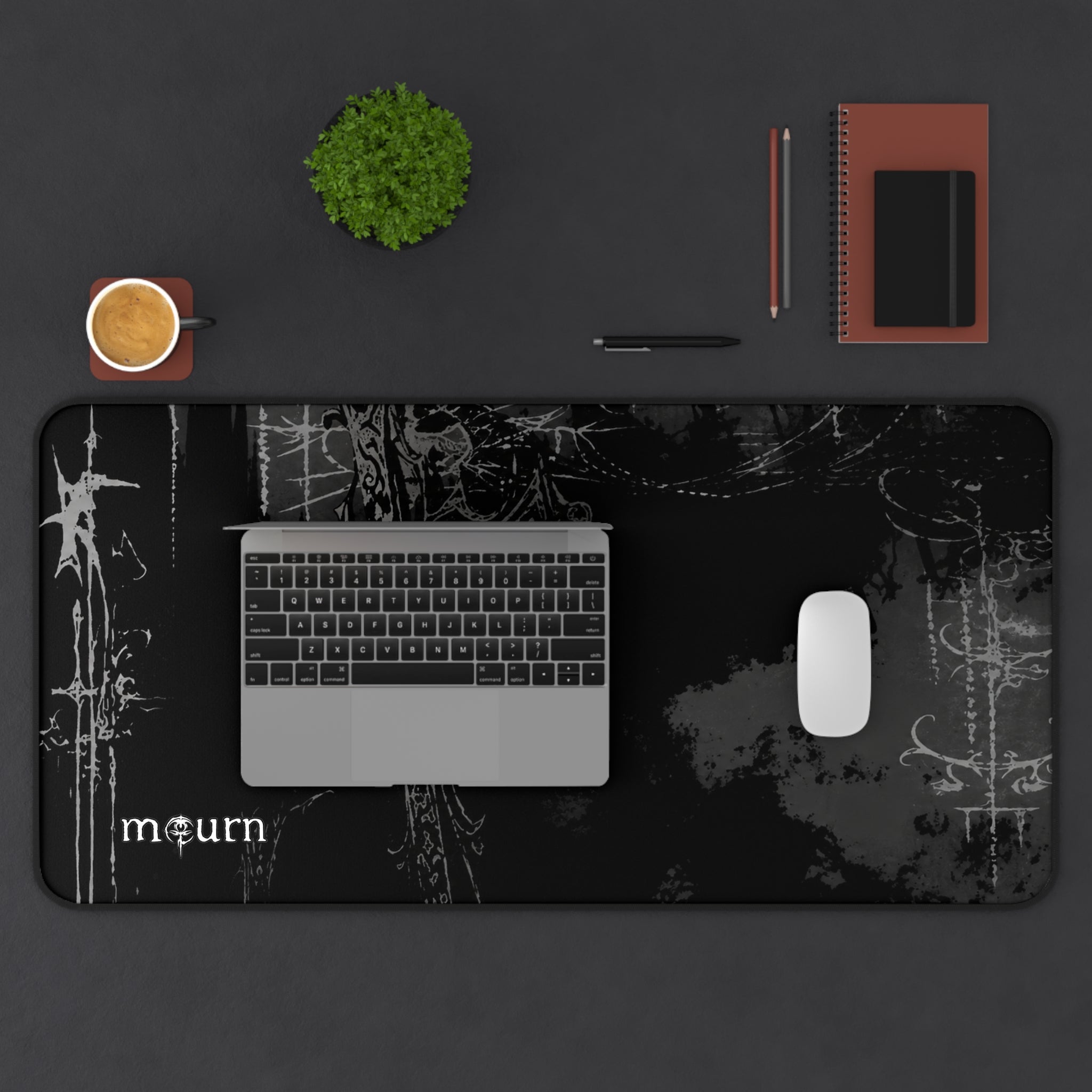 "Mourn" Gothic Black Desk Mat