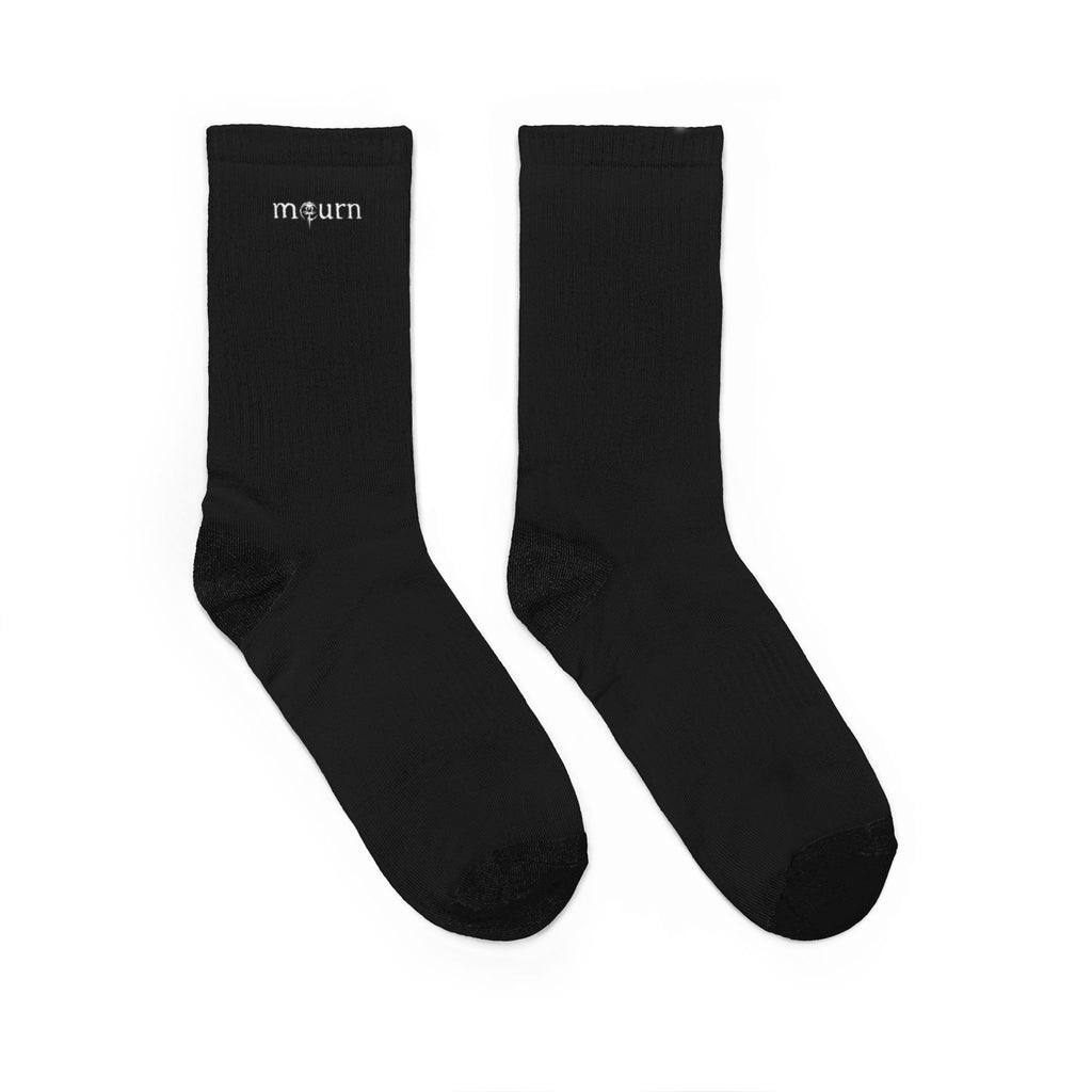 "Mourn" Black Padded Crew Socks